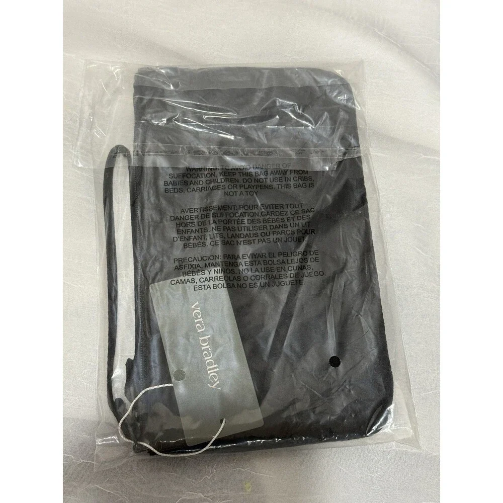 Vera Bradley Moonless Night Essential Zip Wristlet Nylon Quilted Black Brand New - Picture 6 of 7